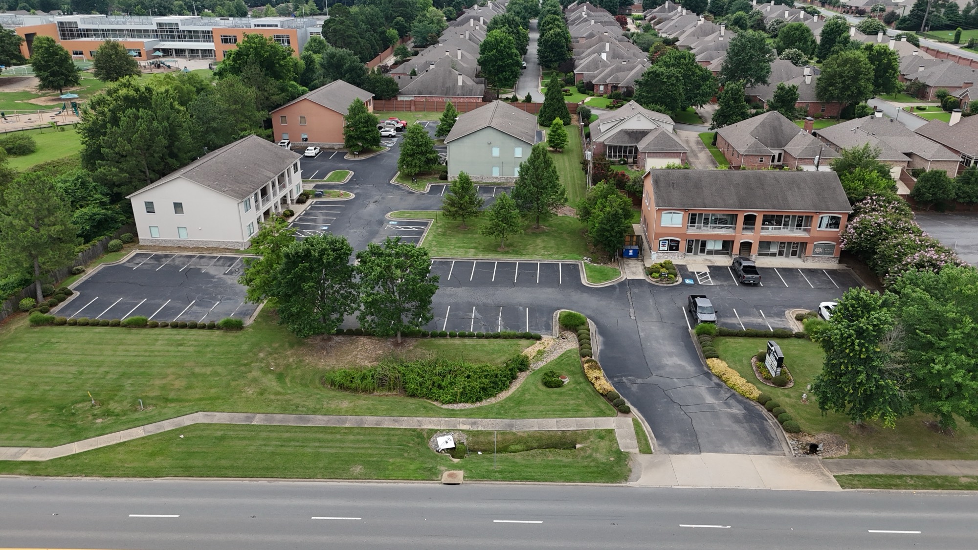 Aerial view of Highway 10 Office Park along Cantrell Road