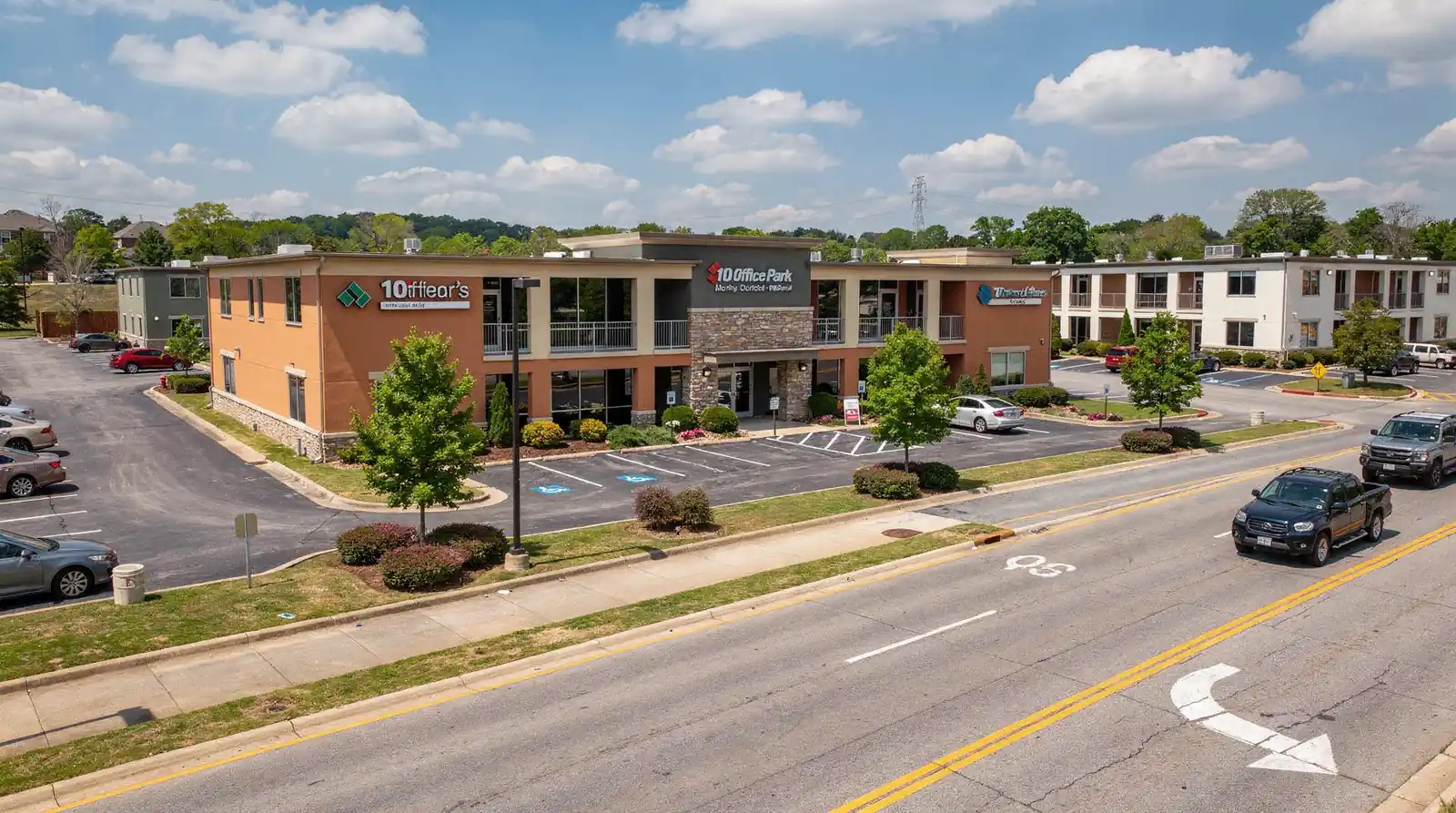 Highway 10 Office Park sits directly on Cantrell Road, the corridor that carries West Little