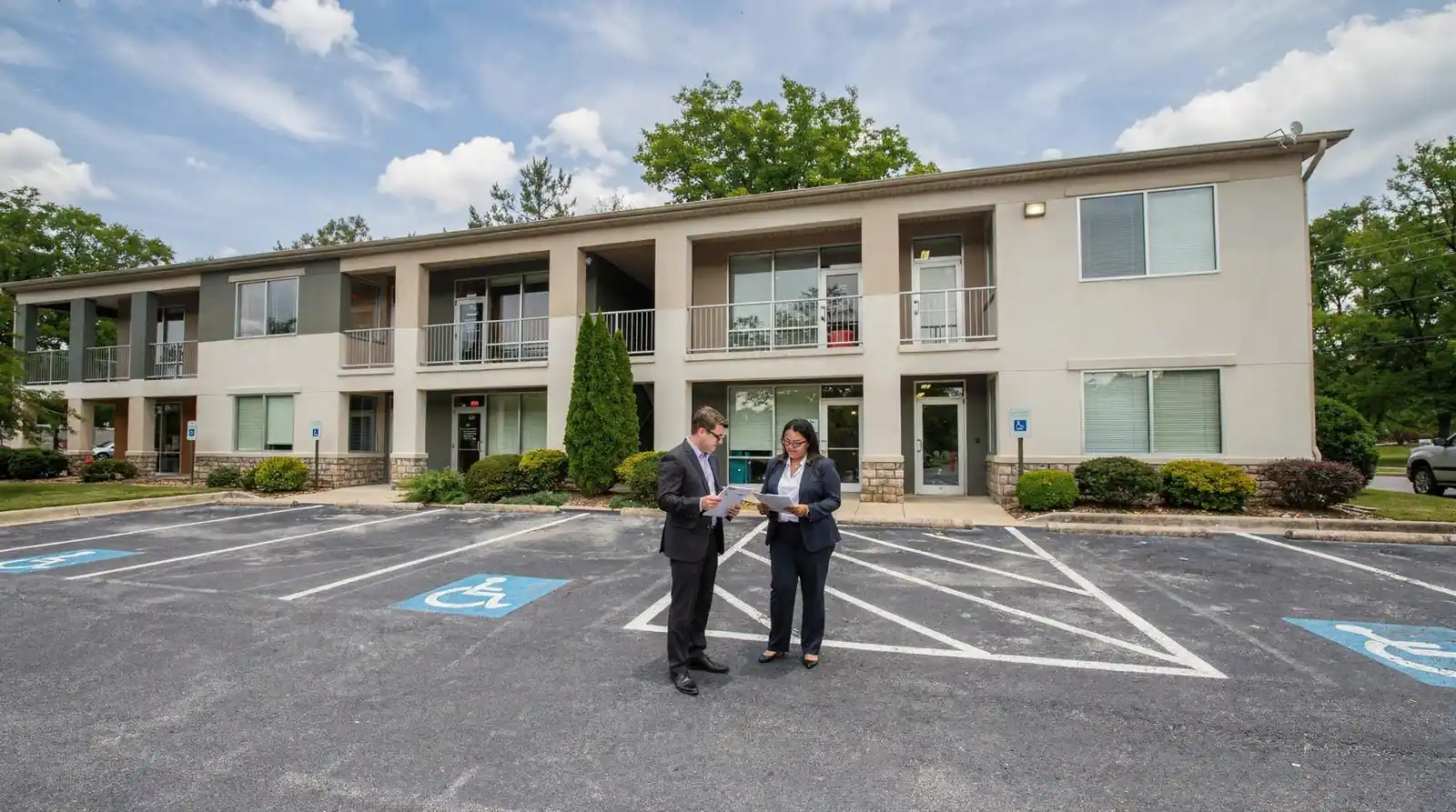 Highway 10 Office Park offers a professional address, ground-floor access, on-site parking, and flexible lease